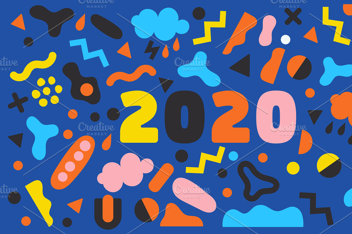 2020 New Year vector background set, a Decorative Illustration by OLLYSWEATSHIRT DSGN INC. (Photo 3 of 5)
