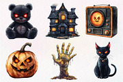 Watercolor Halloween Horror Clipart, an Illustration by Dream Creation (Thumbnail 5 of 6)