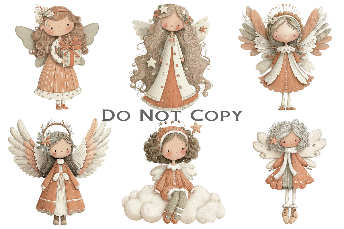 Whimsical Christmas Angel Clipart, an Illustration by Craft Nest (Photo 3 of 9)