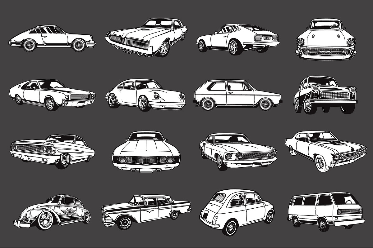 Classic Car Vector Pack, a Transportation Illustration by The BolzStudio (Photo 10 of 13)