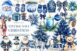 Vintage Navy Christmas Winter, an Illustration by Designworld