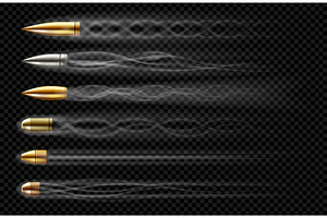 Flying bullets with smoke traces, an Illustration by art PVP - market