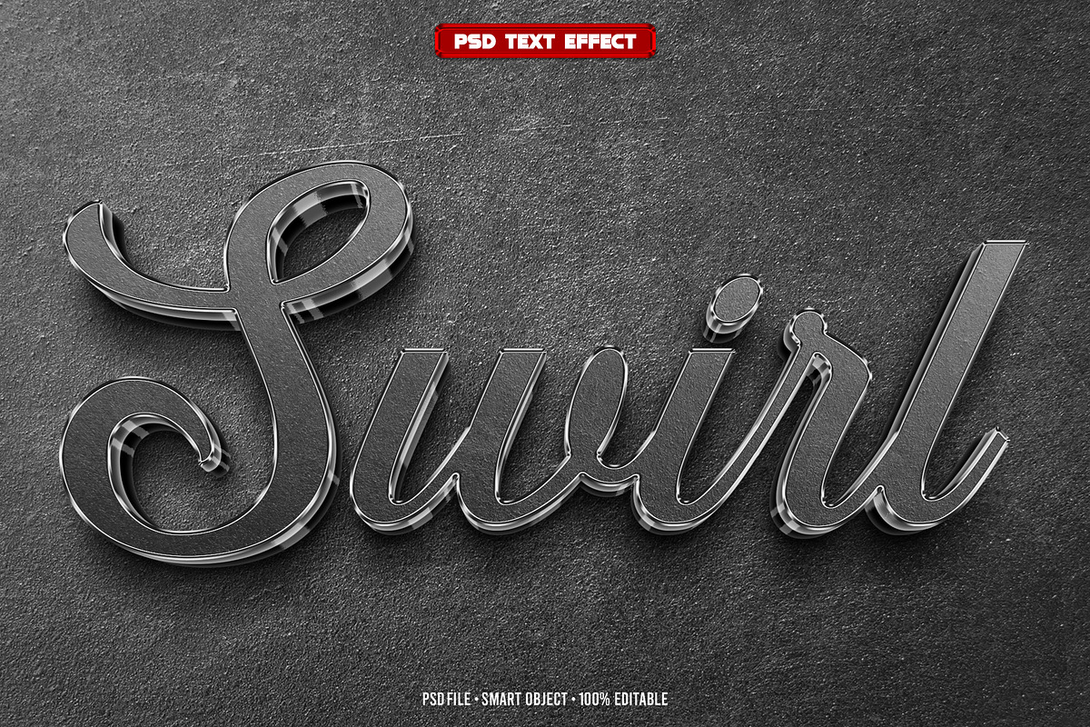 Swirl 3D editable text effect, a Layer Style Add-On by Hello Muh (Photo 1 of 2)