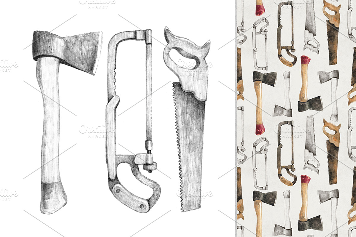 Old-fashioned lumberjack bundle, a Texture Illustration by Sundra (Photo 3 of 6)