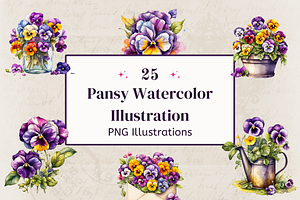 Pansy Watercolor Illustrations