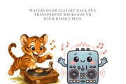 24 Cat DJ Clipart PNGs, an Animal Illustration by Pati Charm Studio (Thumbnail 5 of 8)