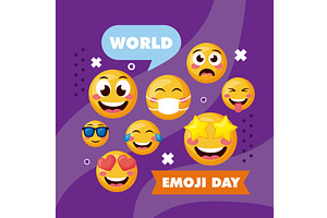 world emoji day postcard, an Illustration by studiogstock