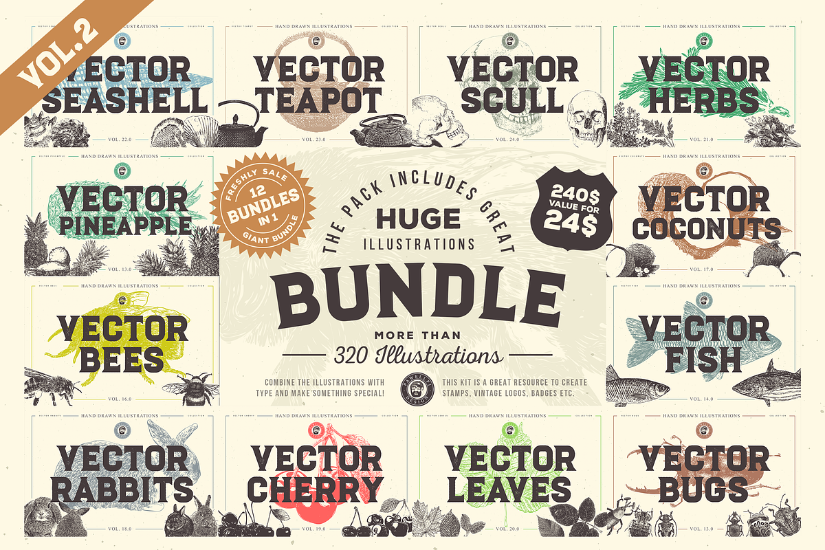 VECTOR ILLUSTRATIONS 350 IN ONE VOL2, an Object Illustration by pawellpi (Photo 1 of 103)