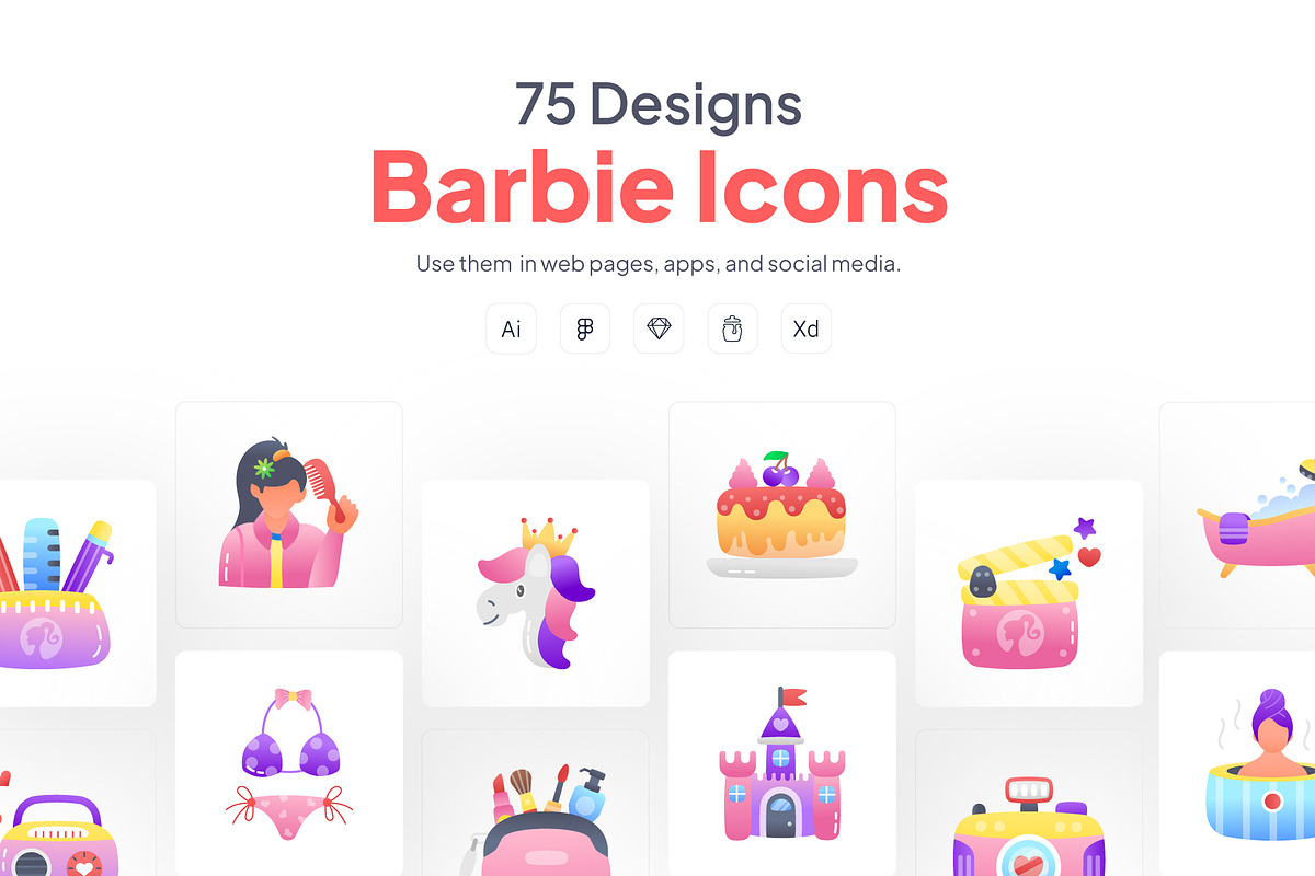 Barbie and Beauty Icon Set, a Duotone Icon by Prosymbols (Photo 1 of 10)