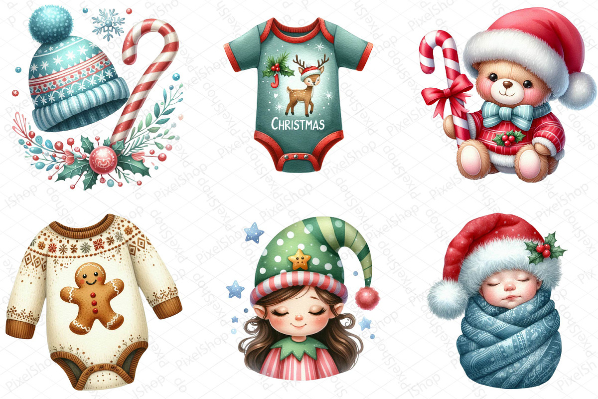 Babys 1st Christmas Festive Clipart, an Illustration by DreamPrint404 (Photo 2 of 6)