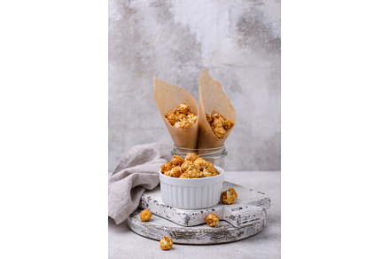Salted caramel popcorn in bowl, a Food & Drink Photo by Yulia Furman