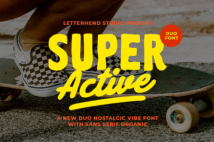 Super Active Nostalgic Font Duo, a Script Font by Letterhend Studio