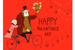 Elderly Couple Riding Bicycle, a Person Illustration by Maria Starus