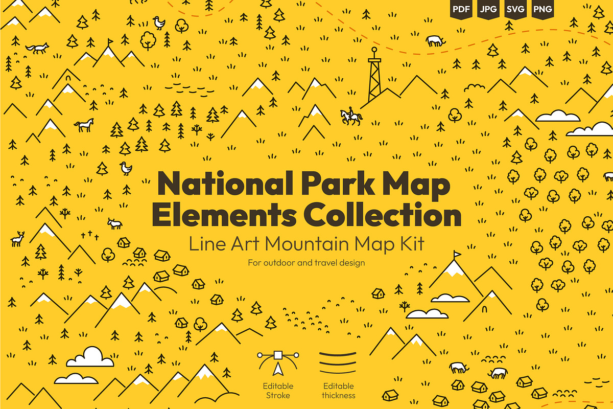 National Park Map Elements, a Decorative Illustration by Ilia Design (Photo 1 of 7)