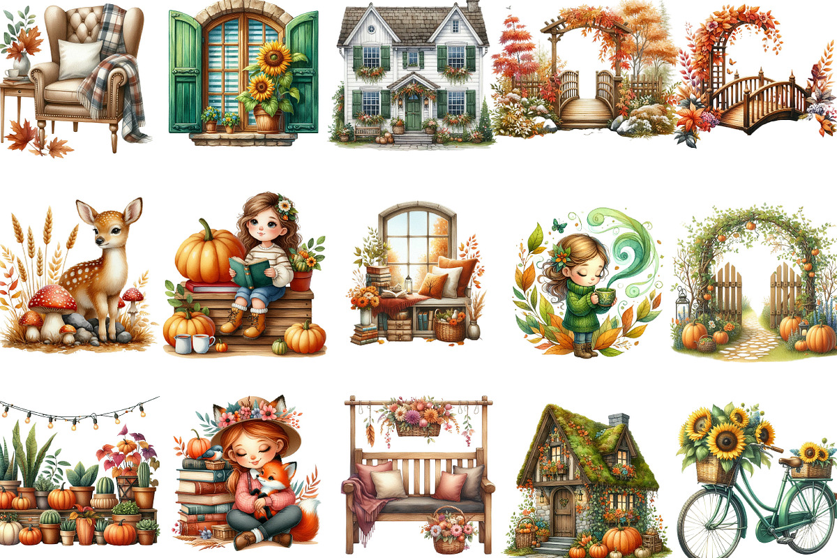 Green Autumn Clipart, an Illustration by Designking (Photo 3 of 5)