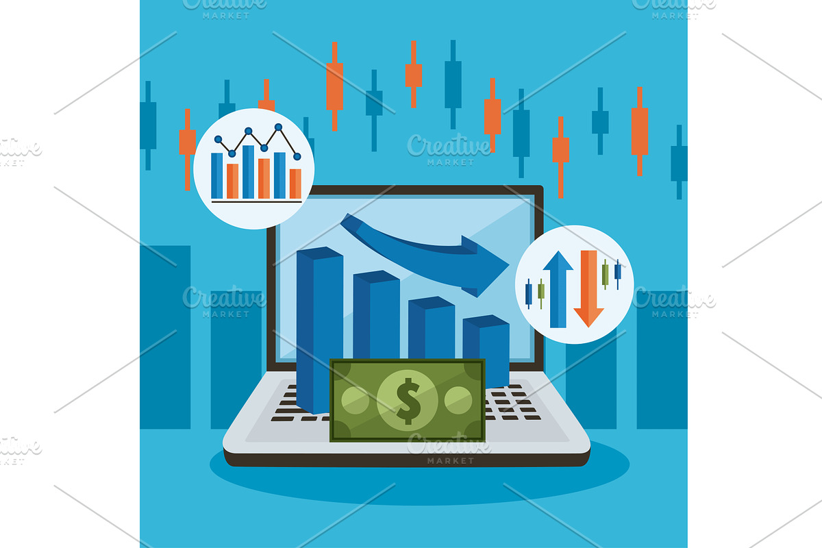 stock market in laptop, a Finance Illustration by studiogstock