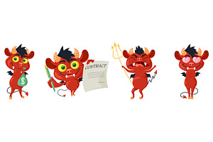 Funny Red-skinned Devil Cartoon