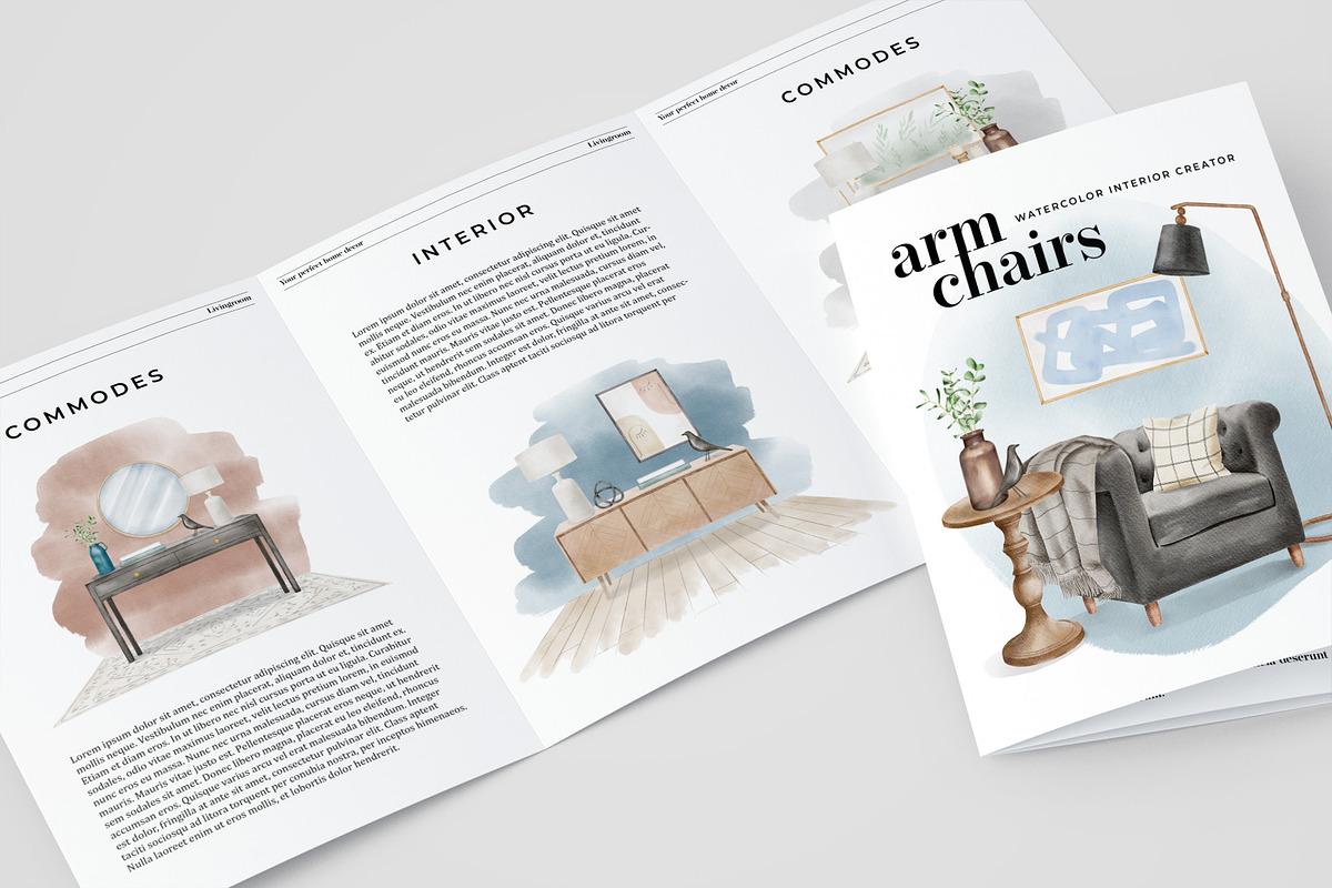 Watercolor Interior Creator, a Decorative Illustration by Kotulska (Photo 14 of 18)