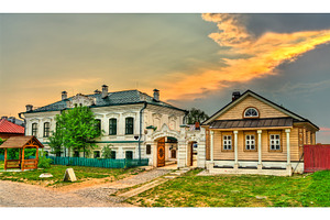 Traditional wooden houses on containing sviyazhsk, russia, and tatarstan, an Architecture Photo by Leonid Andronov