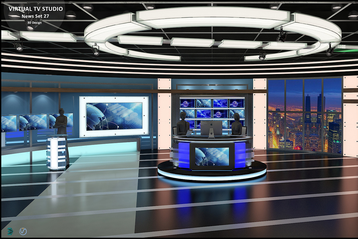 Virtual TV Studio News Set 27, an Architecture 3D Model by akerStudio (Photo 6 of 49)