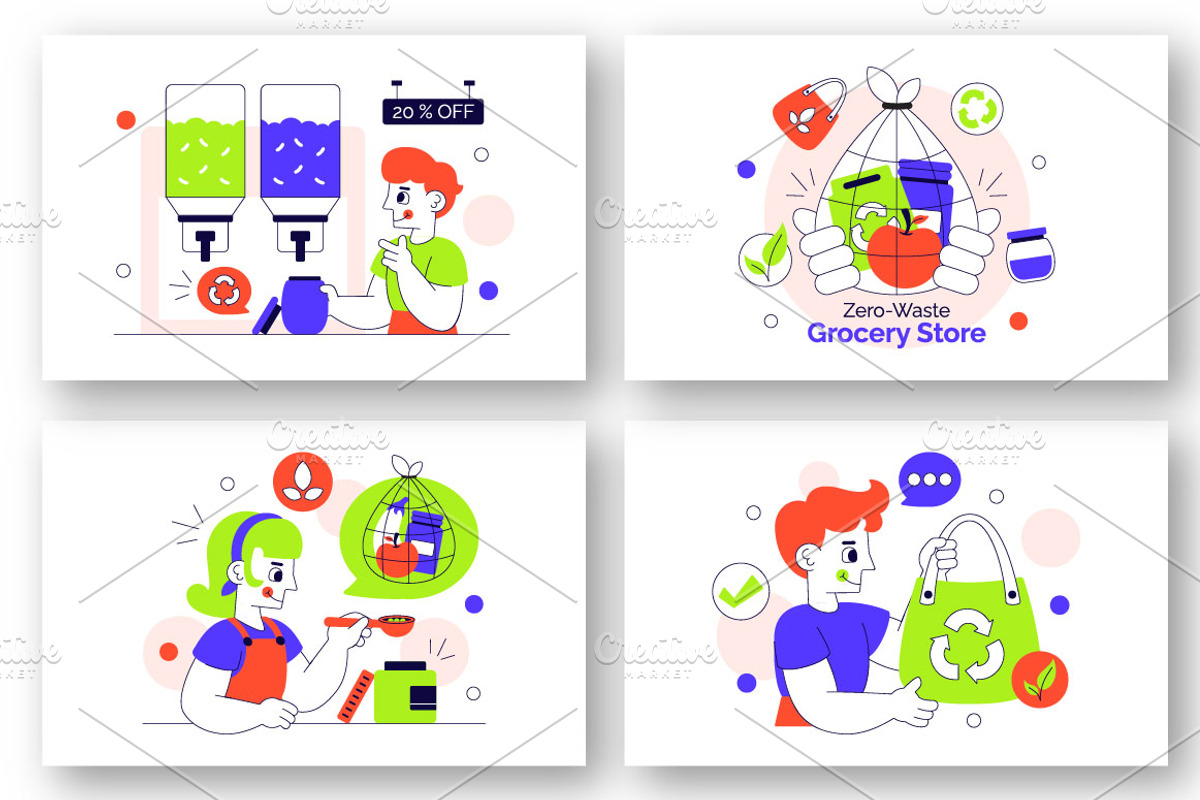 10 Zero Waste Grocery Store, a Person Illustration by denayunebgt (Photo 3 of 4)