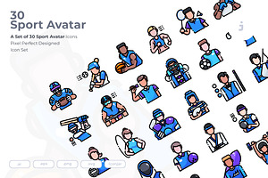 30 Sport Avatar Icon set