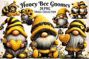 Honey Bee Gnome Watercolor Clipart, an Illustration by Dream Creation