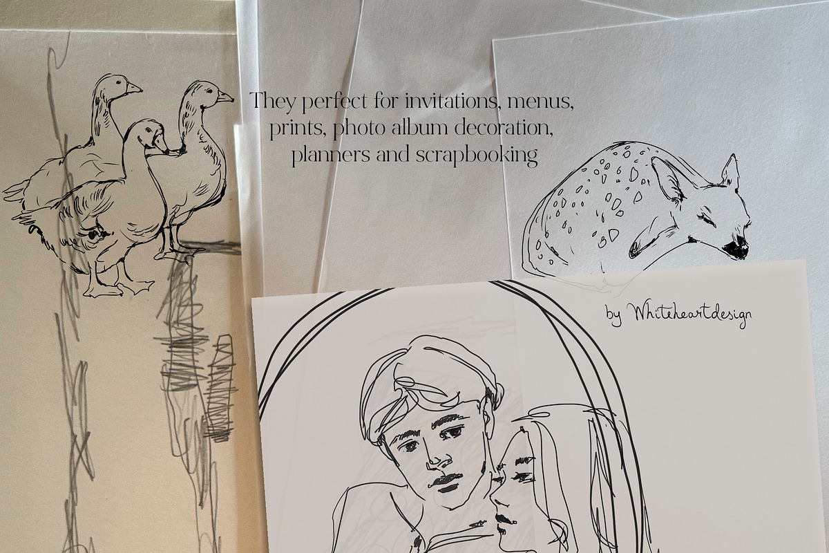 Being Loved - Vintage Line Art, a Decorative Illustration by whiteheartdesign (Photo 4 of 14)