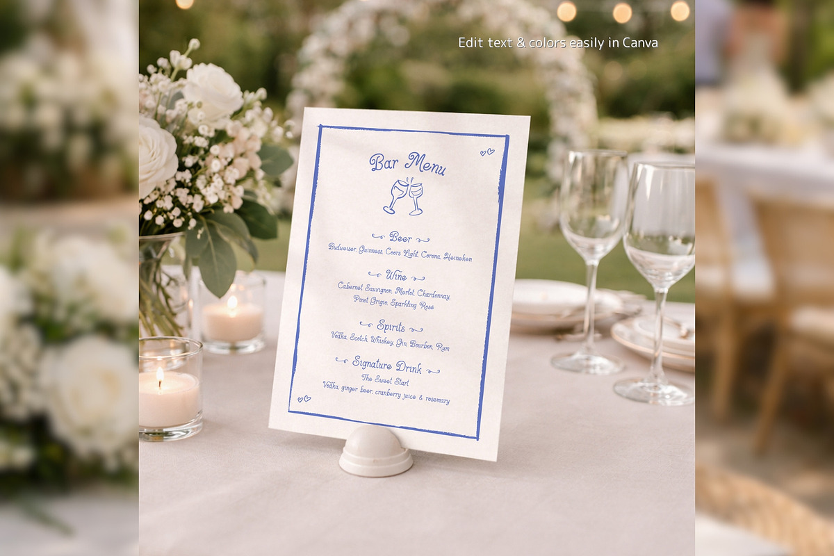 Wedding Bar Menu Canva bd002, a Card Template by TyphoonStudio (Photo 4 of 8)