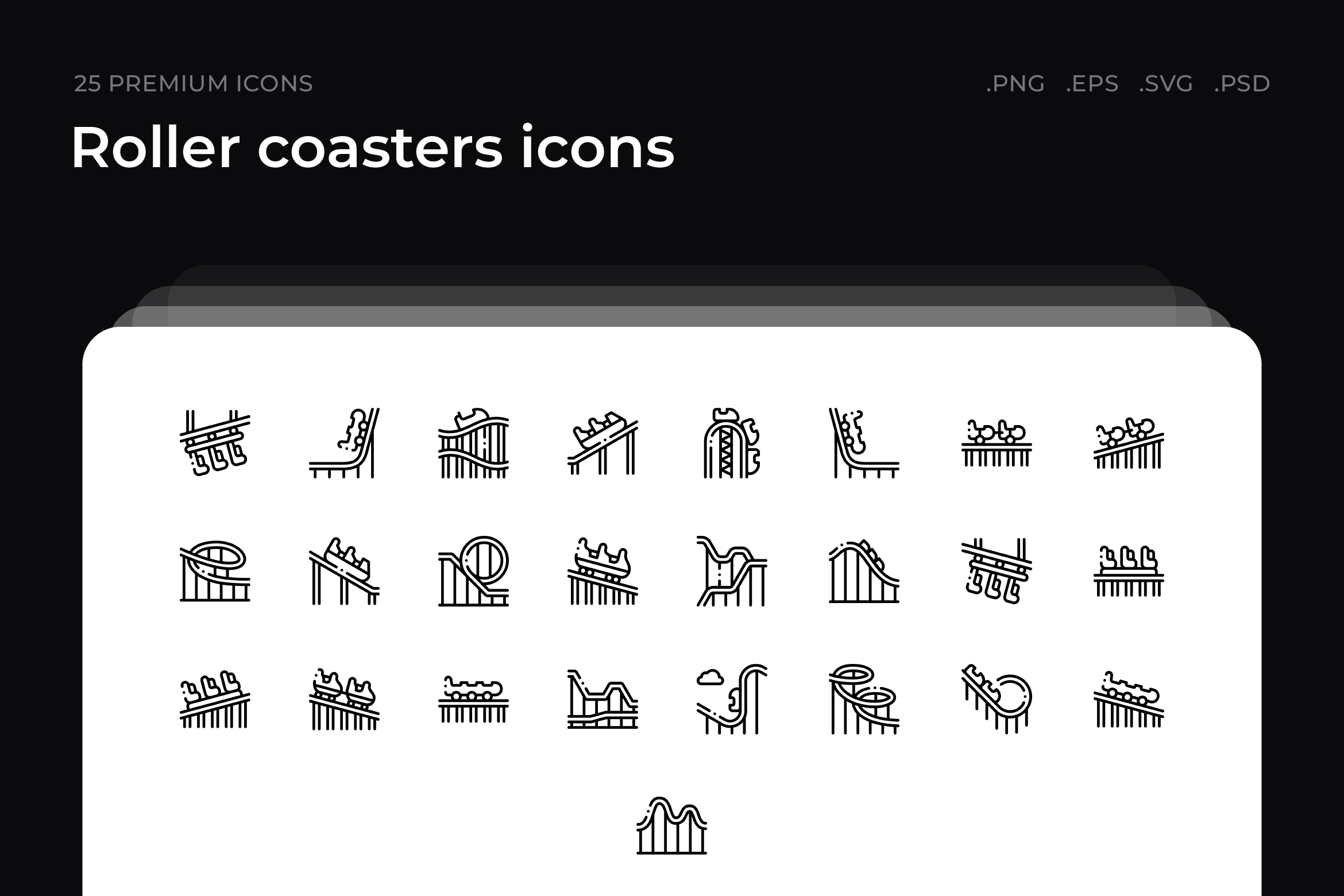 Roller coasters icons, an Outline Icon by Wencory