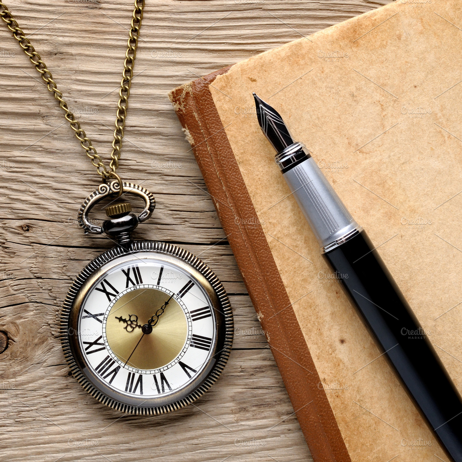 Watch fountain pen and note book featuring fountain, pen, and writing