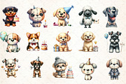 Funny Dog Birthday Clipart Set, an Animal Illustration by DreamCafeArt (Thumbnail 5 of 8)