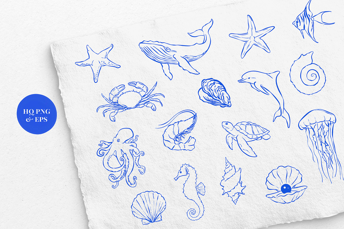 Ocean Ink – Hand-Drawn Illustration, an Object Graphic by Deveze Art & Co (Photo 5 of 6)