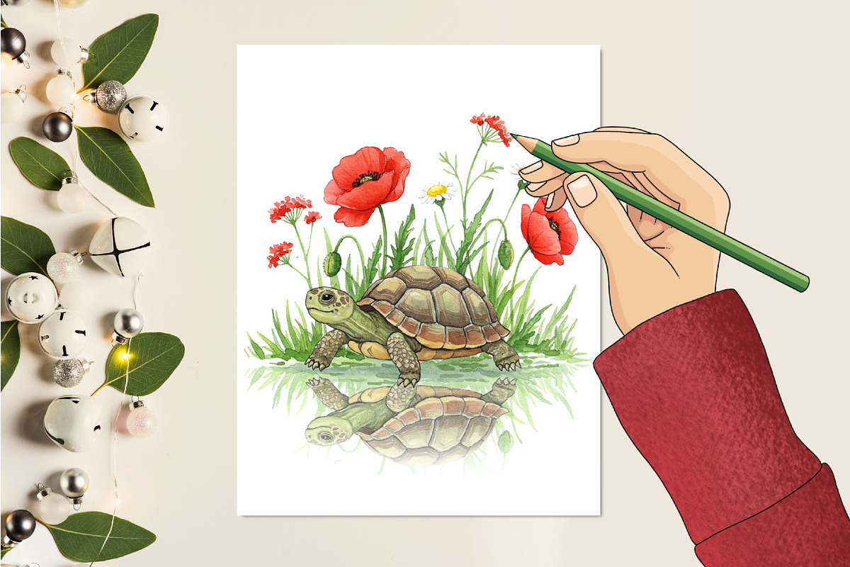 Spring Turtles Garden Clipart, an Illustration by RobertsArt (Photo 5 of 7)