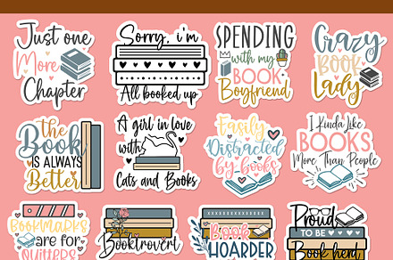 Book Lovers Sticker Bundle, Book png