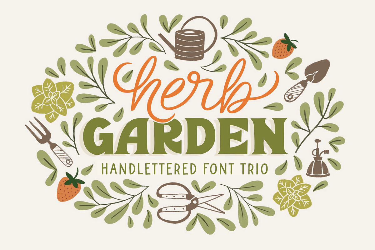Herb Garden Font Trio, a Sans Serif Font by Rachel Kick (Photo 1 of 16)