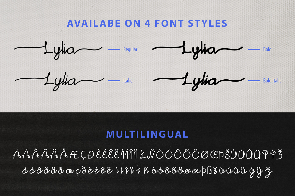 Lylia - Stylish Script Font, a Script Font by Inventype Studio (Photo 6 of 9)