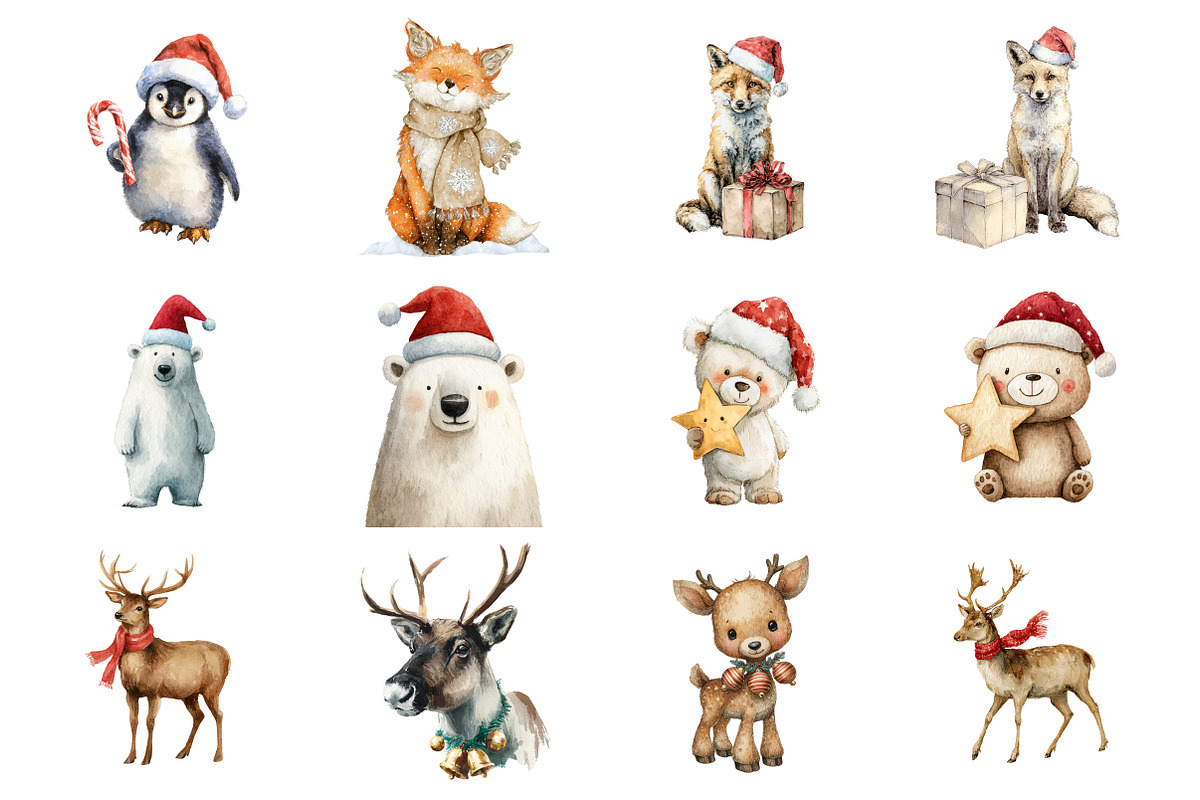 Christmas Animals Clipart, an Illustration by Design Market (Photo 2 of 3)