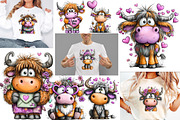 Watercolor Valentine Haighland cow, an Illustration by Designworld (Thumbnail 6 of 6)