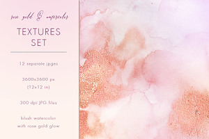 Watercolor Textures With Rose Gold