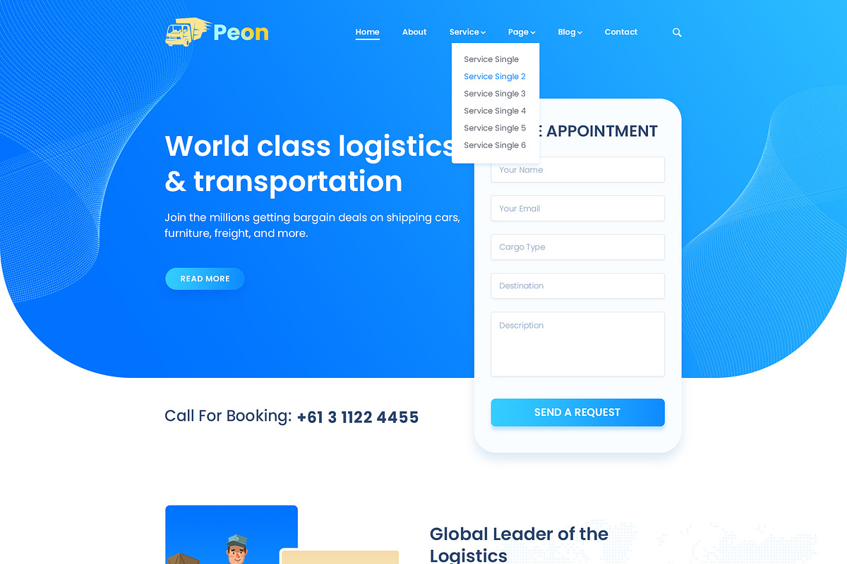 Peon - Logistic PSD Template, a Landing Page Template by Andit themes (Photo 3 of 34)