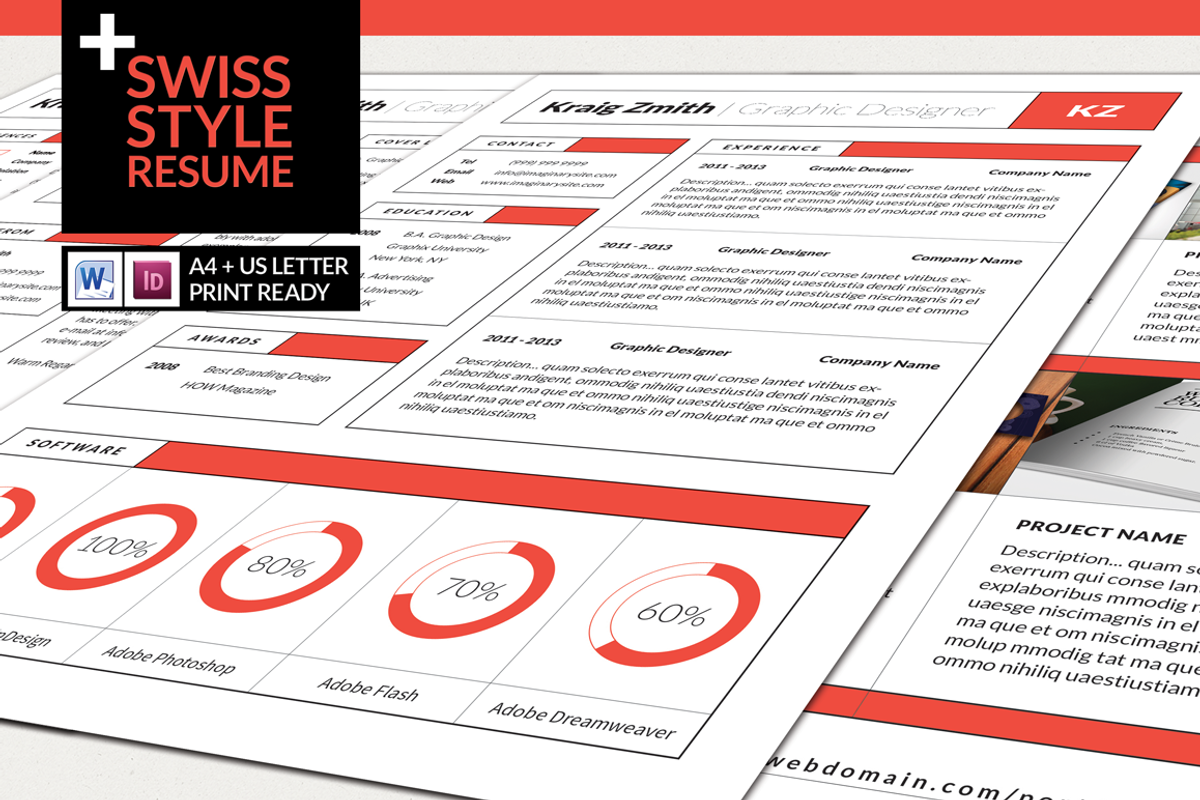 Swiss Style Resume, a Resume Template by FDwight (Photo 1 of 3)