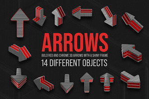 Bold Red & Chrome 3D Arrows Set, an Object Graphic by BIBIART