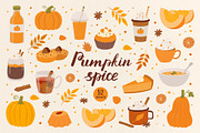 Pumpkin Spice Autumn Clipart, a Seasonal Illustration by Nadezhda Mikhailova (Thumbnail 1 of 10)