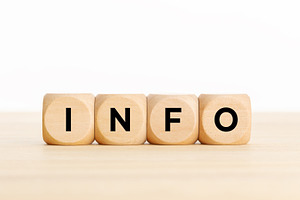 INFO text on wooden blocks