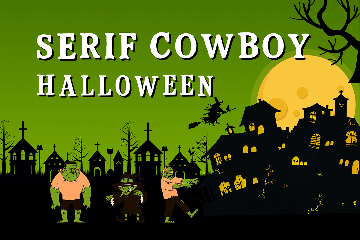 Serif Cowboy Halloween Spooky Wester, a Sans Serif Font by adenpinkstore (Photo 1 of 6)