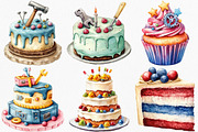 Watercolor Labor Day Cake Clipart, an Illustration by Canvas Craft (Thumbnail 4 of 8)