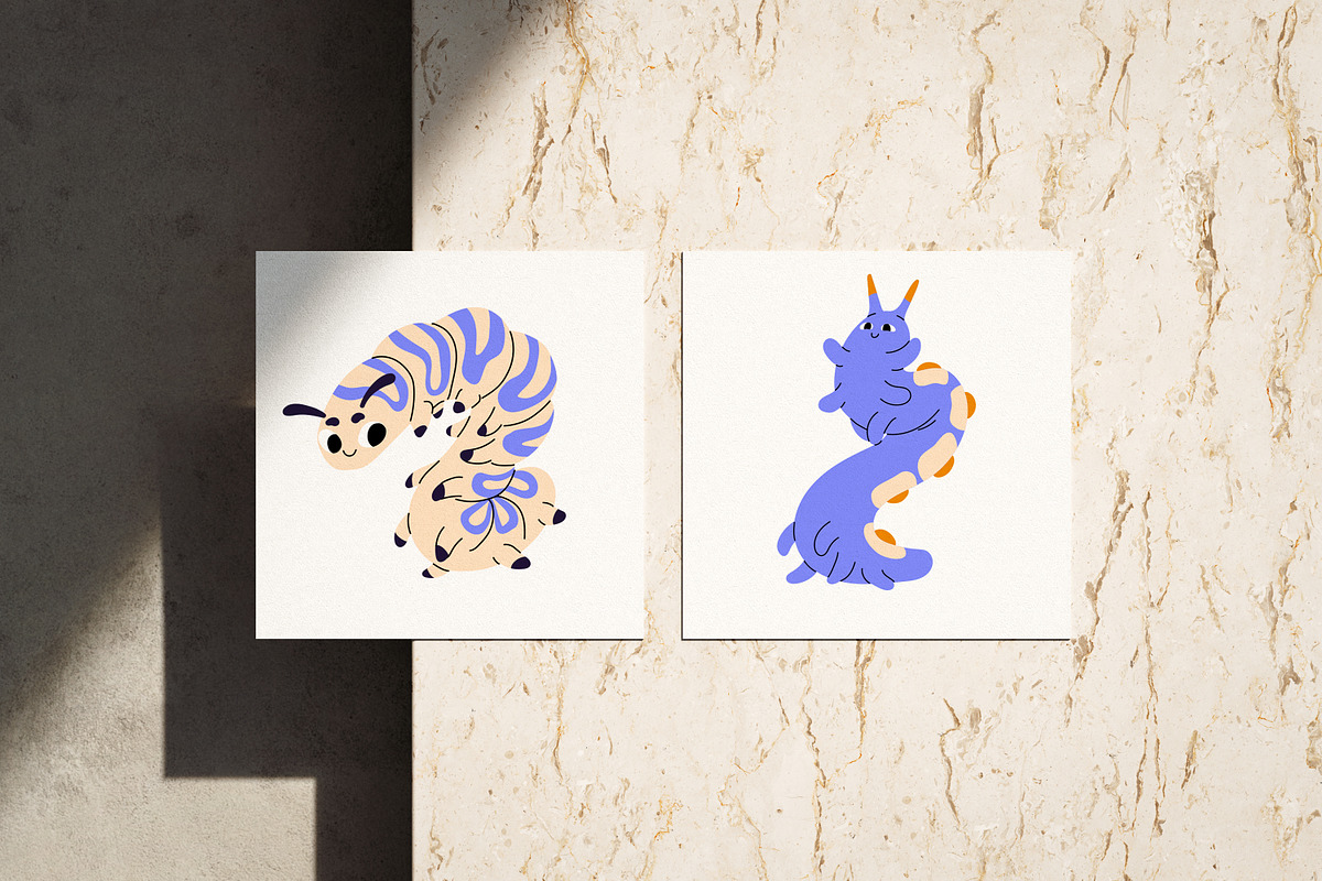Cute cartoon caterpillars set, an Animal Illustration by PaperTrident (Photo 4 of 4)