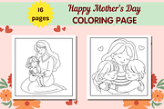 Happy Mother's Day Coloring Page, a Person Illustration by Salaly (Thumbnail 2 of 5)