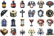 Gothic Antique Halloween Clipart Bun, an Illustration by Sublimation Artist (Thumbnail 2 of 6)